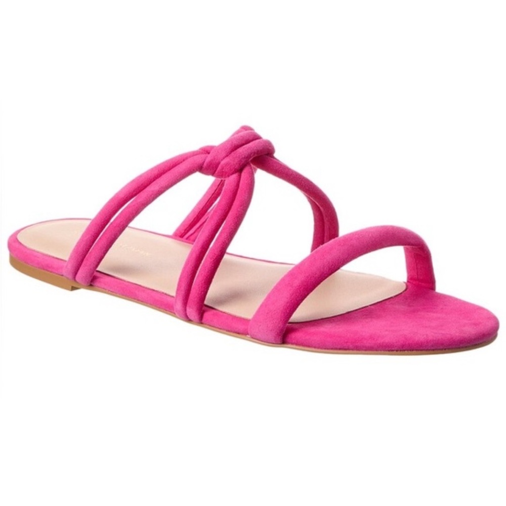 Stuart Weitzman twist knot peonia pink flat sandals New‎